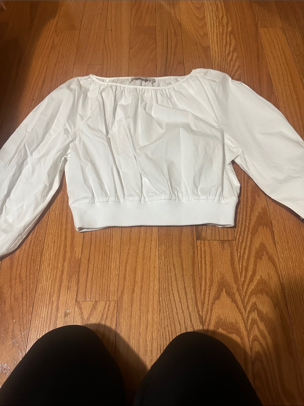 LOFT White Off-Shoulder Cropped Top